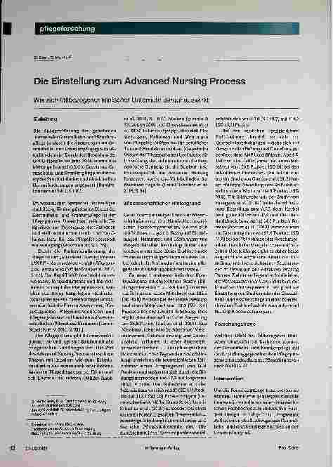 Vorschauseite 1: Die Einstellung zum Advanced Nursing Process: Wie sich fallbezogener klinischer Unterricht darauf auswirkt.
