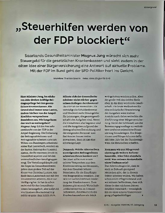 Vorschauseite 2: „Steuerhilfen werden von der FDP blockiert. "