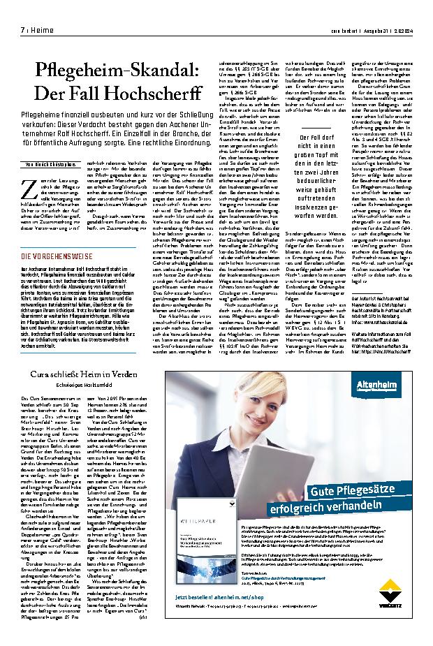 Vorschauseite 1: Pflegeheim-Skandal: Der Fall Hochscherff