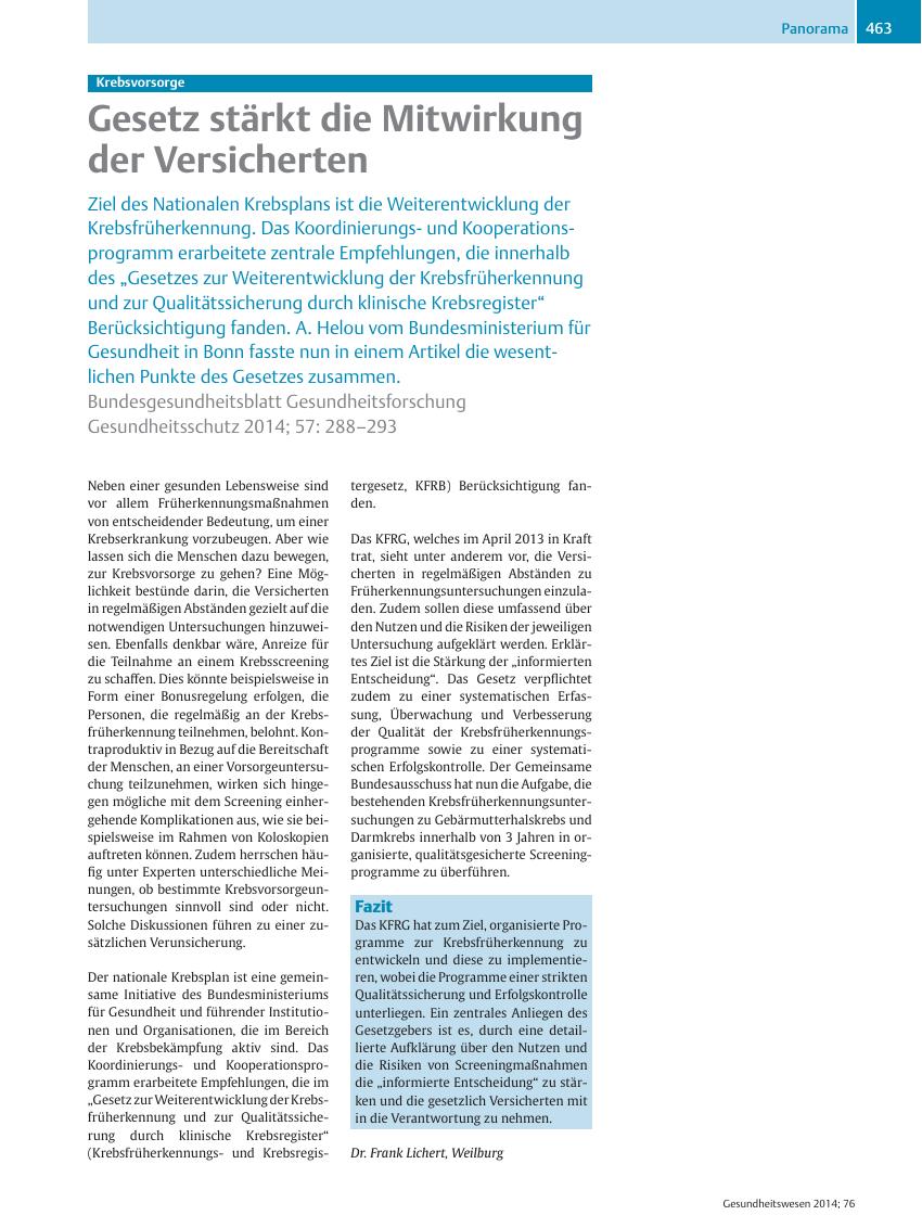 Vorschauseite 1: Gesetz stärkt die Mitwirkung der Versicherten
