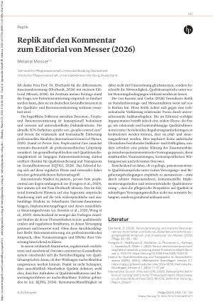 Vorschauseite 1: Replik auf den Kommentar zum Editorial von Messer (2026)