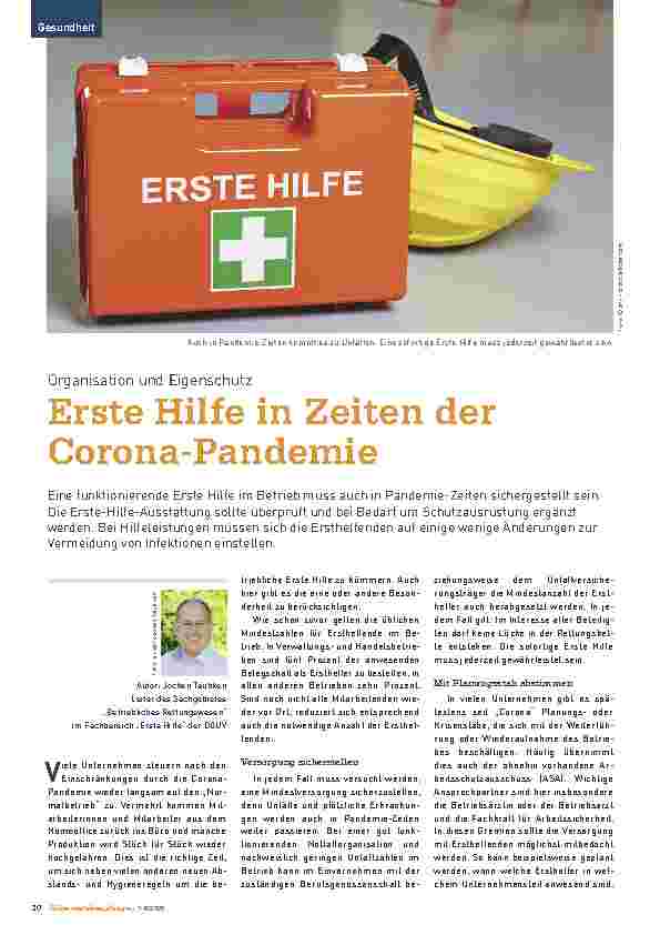 Vorschauseite 1: Erste Hilfe in Zeiten der Corona-Pandemie