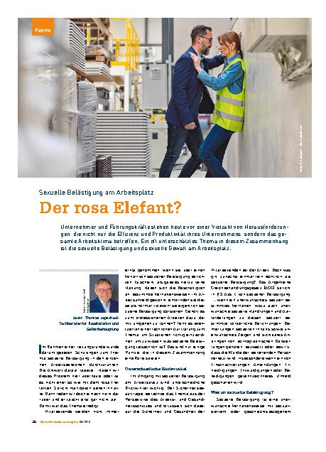Vorschauseite 1: Sexuelle Belästigung am Arbeitsplatz Der rosa Elefant?