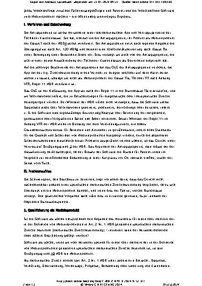Vorschauseite 2: Qualifizierung und Klassifizierung einer telemedizinischen Softwareapplikation – OLG Hamburg, Beschl. v. 22.9.2023 – 3 W 30/23