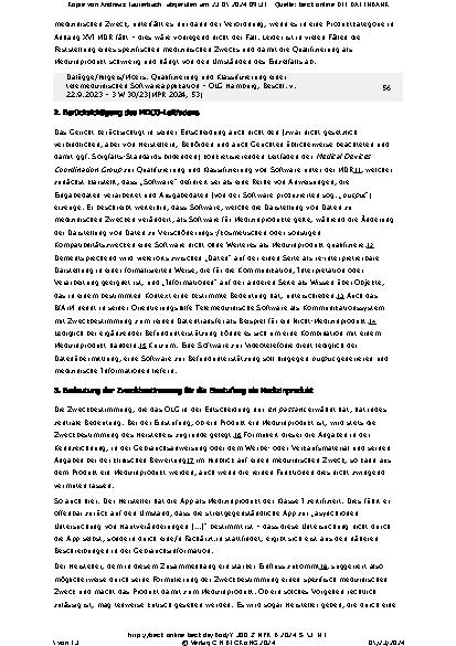 Vorschauseite 5: Qualifizierung und Klassifizierung einer telemedizinischen Softwareapplikation – OLG Hamburg, Beschl. v. 22.9.2023 – 3 W 30/23