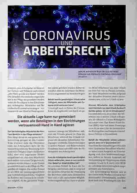 Vorschauseite 1: Arbeitsrecht in diesen Zeiten