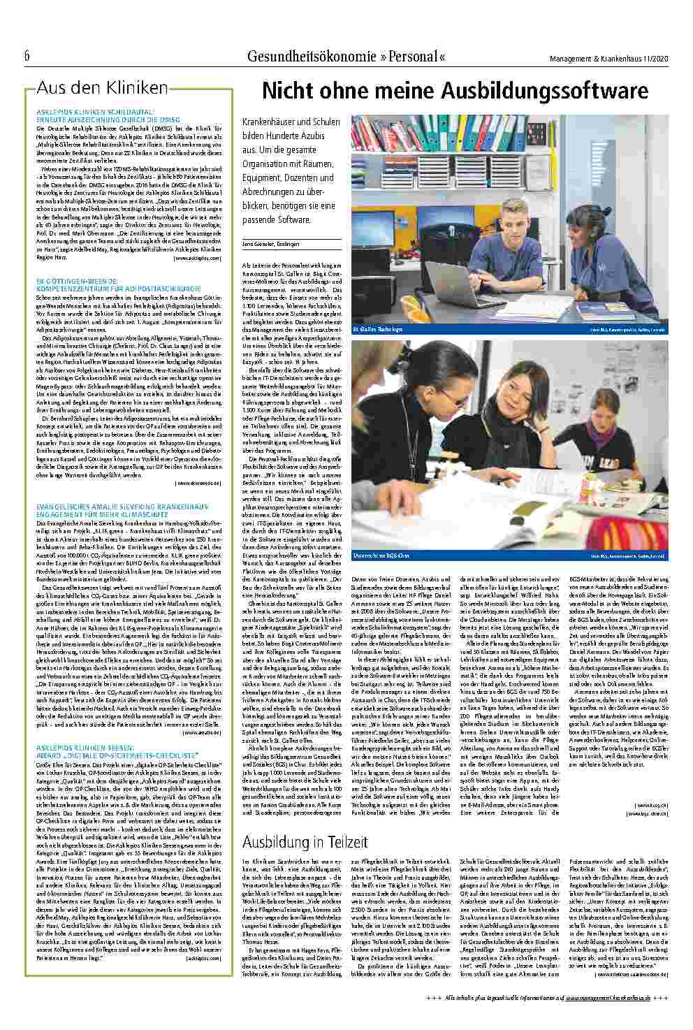 Vorschauseite 1: Gesundheitsökonomie » Personal « Nicht ohne meine Ausbildungssoftware