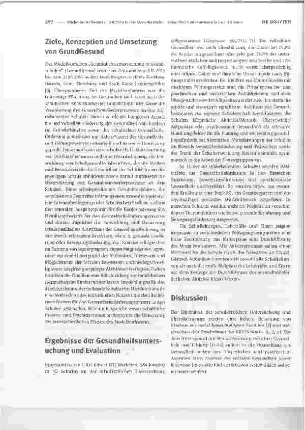 Vorschauseite 2: Das Modellvorhaben Gesundheitsuntersuchung in Grundschulen | GrundGesund: Vorgehensweise und Ergebnisse