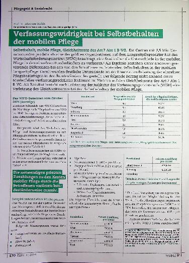 Vorschauseite 2: Verfassungswidrigkeit bei Selbstbehalten der mobilen Pflege