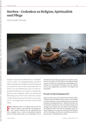 Vorschauseite 1: Sterben – Gedanken zu Religion, Spiritualität und Pflege