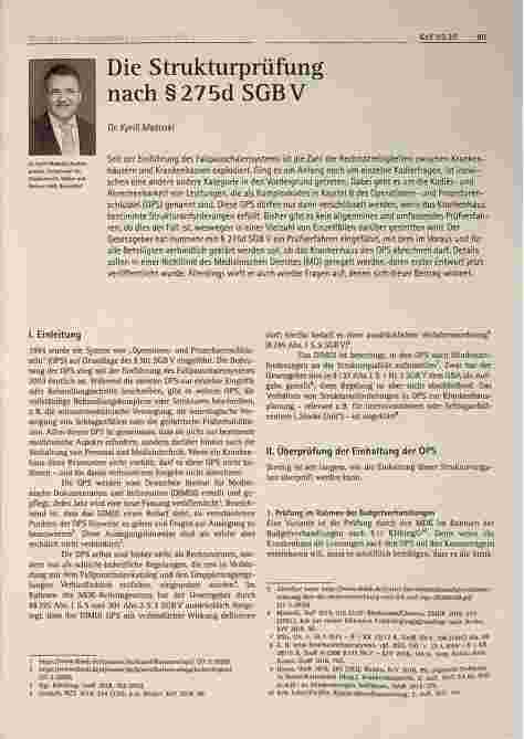 Vorschauseite 1: Die Strukturprüfung nach §275d SGBV