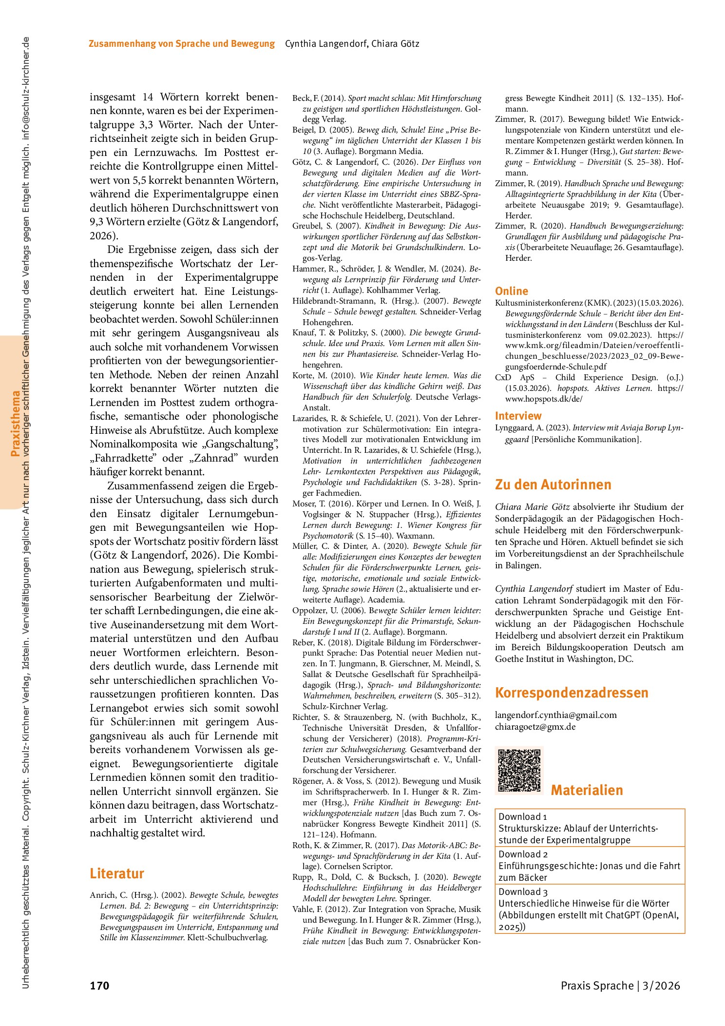 Vorschauseite 4: Zusammenhang von Sprache und Bewegung