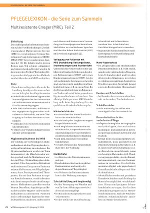 Vorschauseite 1: PFLEGELEXIKON – die Serie zum Sammeln Multiresistente Erreger (MRE), Teil 2