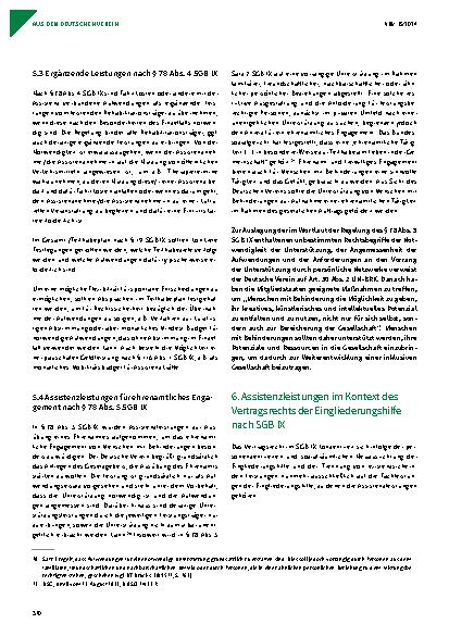 Vorschauseite 6: Empfehlungen des Deutschen Vereins zu Assistenzleistungen nach dem SGB IX