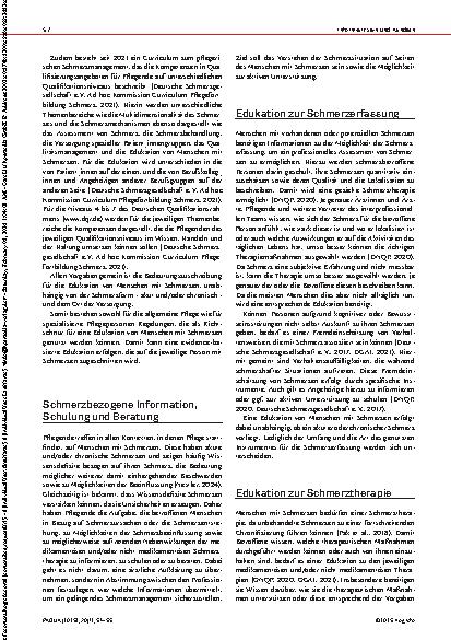 Vorschauseite 2: Edukation im pflegerischen Schmerzmanagement Schmerzpatient_innen brauchen Unterstützung durch Pflegeexpertise