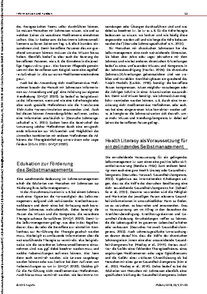 Vorschauseite 3: Edukation im pflegerischen Schmerzmanagement Schmerzpatient_innen brauchen Unterstützung durch Pflegeexpertise