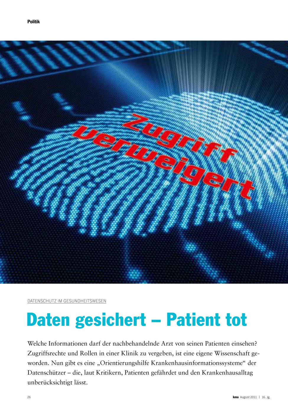 Vorschauseite 1: Daten gesichert ? Patient tot