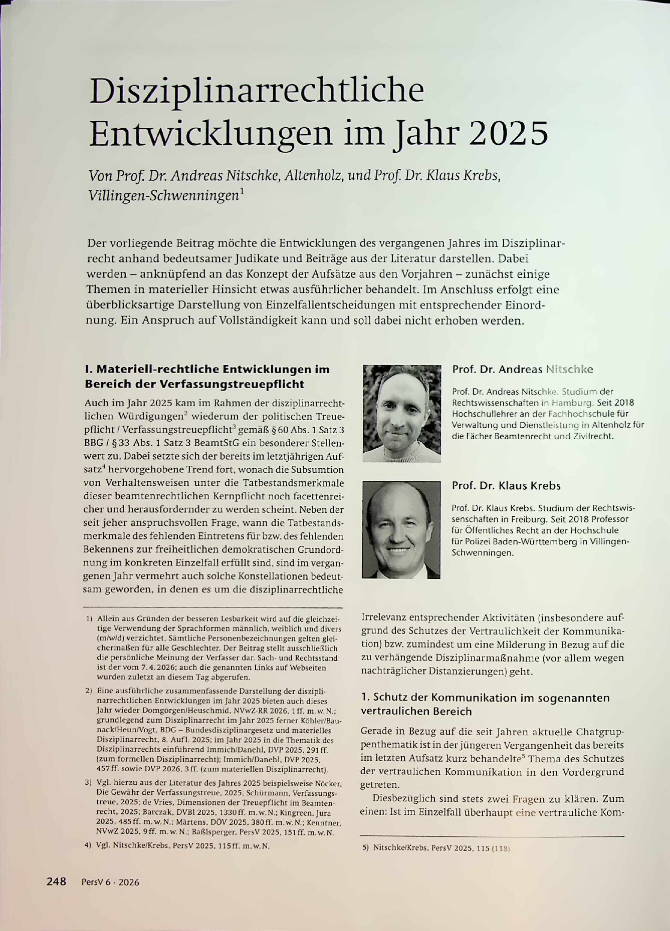 Vorschauseite 1: Disziplinarrechtliche Entwicklungen im Jahr 2025
