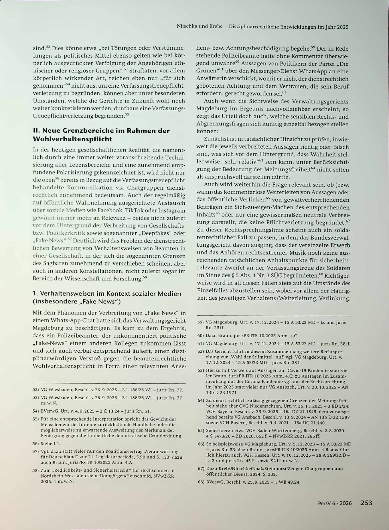 Vorschauseite 6: Disziplinarrechtliche Entwicklungen im Jahr 2025