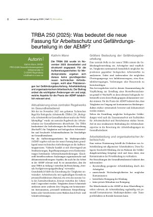 Vorschauseite 1: TRBA 250 (2025): Was bedeutet die neue Fassung für Arbeitsschutz und Gefährdungsbeurteilung in der AEMP?
