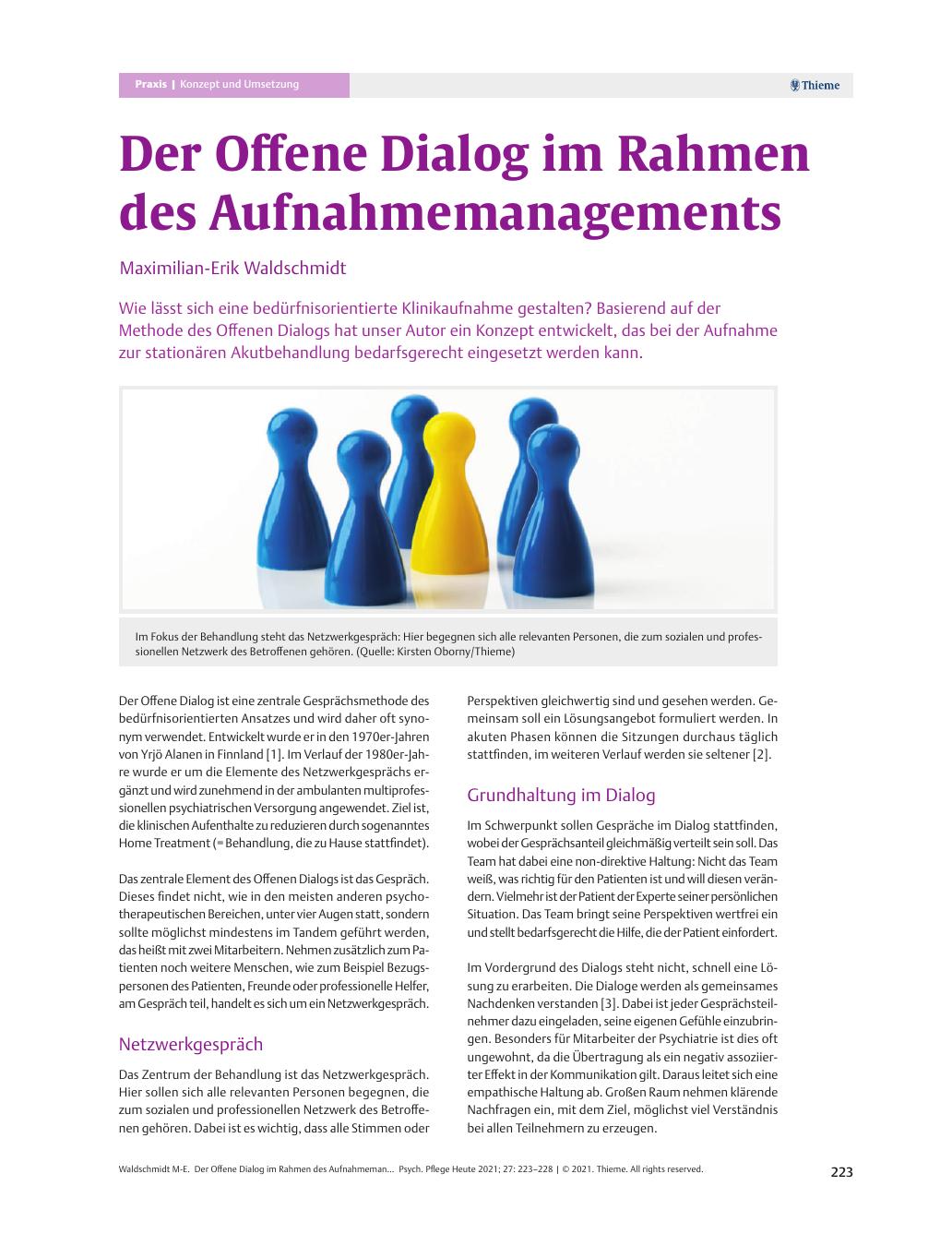 Vorschauseite 1: Der Offene Dialog im Rahmen des Aufnahmemanagements