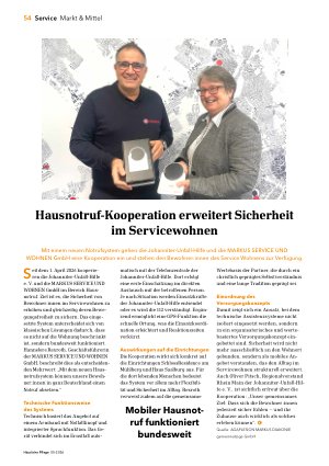 Vorschauseite 1: Hausnotruf-Kooperation erweitert Sicherheit im Servicewohnen