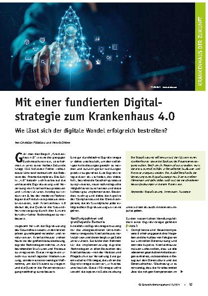 Vorschauseite 1: Mit einer fundierten Digitalstrategie zum Krankenhaus 4.0. Wie lässt sich der digitale Wandel erfolgreich bestreiten?