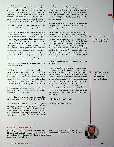 Vorschauseite 2: „Gesundheit ist nie eindimensional“ Warum Prävention und Gesundheitsförderung Türöffner sind