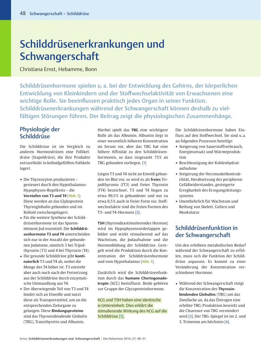 Vorschauseite 1: Schilddrüsenerkrankungen und Schwangerschaft