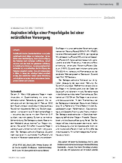 Vorschauseite 1: Aspiration infolge einer Propofolgabe bei einer notärztlichen Versorgung