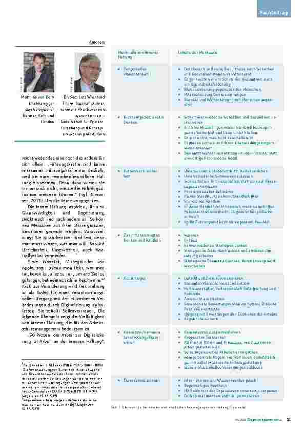 Vorschauseite 2: Arbeitsschutzmanagement in der digitalen Revolution Teil 2: Haltung bringt Qualität für Management zur Sicherheit und Gesundheit.