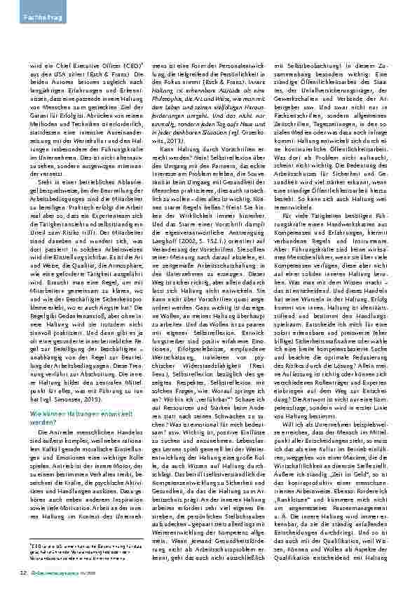 Vorschauseite 3: Arbeitsschutzmanagement in der digitalen Revolution Teil 2: Haltung bringt Qualität für Management zur Sicherheit und Gesundheit.