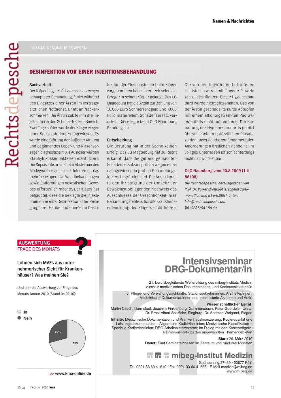 Vorschauseite 1: Desinfektion vor einer Injektionsbehandlung