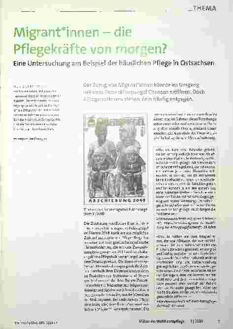 Vorschauseite 1: Migrant*innen - die Pflegekräfte von v • een? Eine Untersuchung am Beispiel der häuslichen Pflege in Ostsachsen