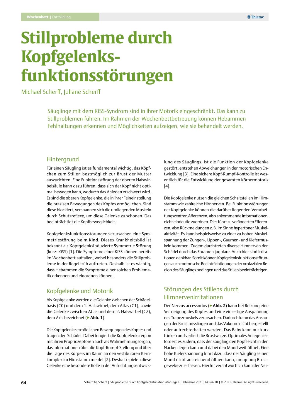 Vorschauseite 1: Stillprobleme durch Kopfgelenksfunktionsstörungen