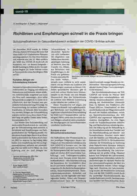 Vorschauseite 1: Richtlinien und Empfehlungen schnell in die Praxis bringen: Schutzmaßnahmen im Gesundheitsbereich anlässlich der COVID-19-Krise schulen