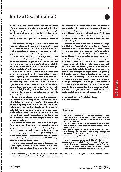 Vorschauseite 1: Mut zu Disziplinarität!