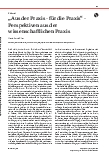 Vorschauseite 1: "Aus der Praxis – für die Praxis" – Perspektiven aus der wissenschaftlichen Praxis
