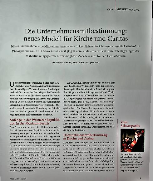 Vorschauseite 1: Die Unternehmensmitbestimmung: neues Modell für Kirche und Caritas