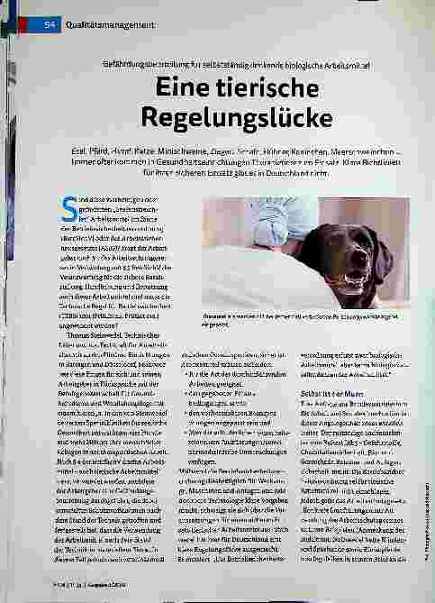 Vorschauseite 1: Gefährdungsbeurteilung für selbstständig denkende biologische Arbeitsmittel: Eine tierische Regelungslücke
