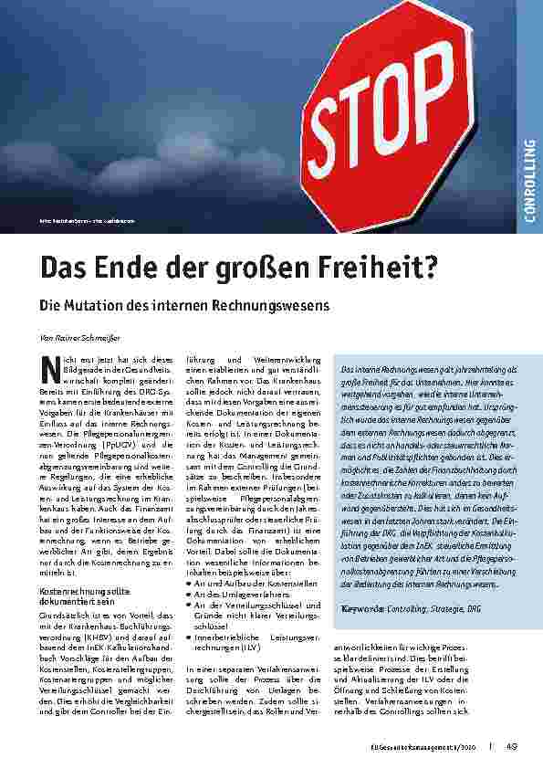 Vorschauseite 1: Das Ende der großen Freiheit? Die Mutation des internen Rechnungswesens