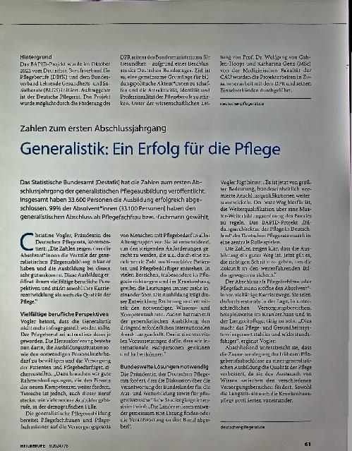 Vorschauseite 2: Neue Bildungsarchitektur für die Pflege vorgestellt