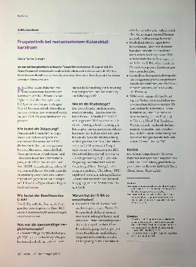 Vorschauseite 1: Fruquintinib bei metastasiertem Kolorektal karzinom