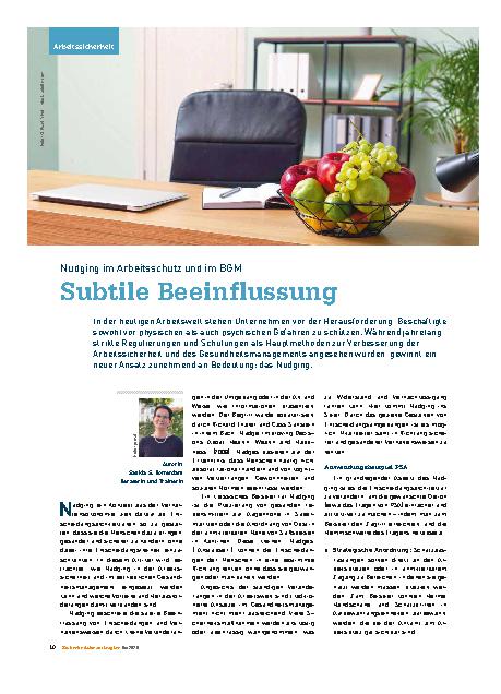 Vorschauseite 1: Nudging im Arbeitsschutz und im BGM Subtile Beeinflussung