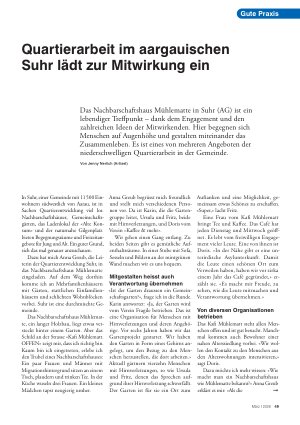 Vorschauseite 1: Quartierarbeit im aargauischen Suhr lädt zur Mitwirkung ein