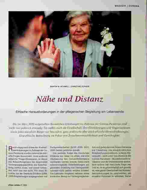 Vorschauseite 1: Nähe und Distanz: Ethische Herausforderungen in der pflegerischen Begleitung am Lebensende