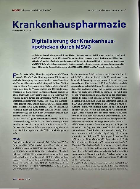 Vorschauseite 1: Digitalisierung der Krankenhausapotheken durch MSV3
