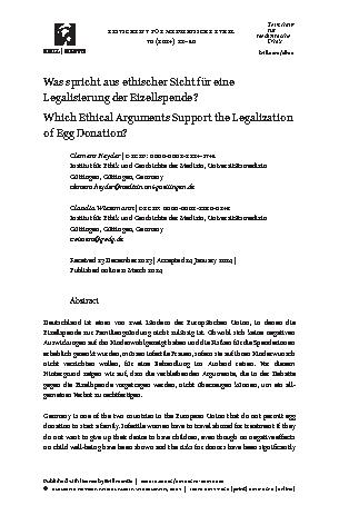 Vorschauseite 1: Was spricht aus ethischer Sicht für eine Legalisierung der Eizellspende?