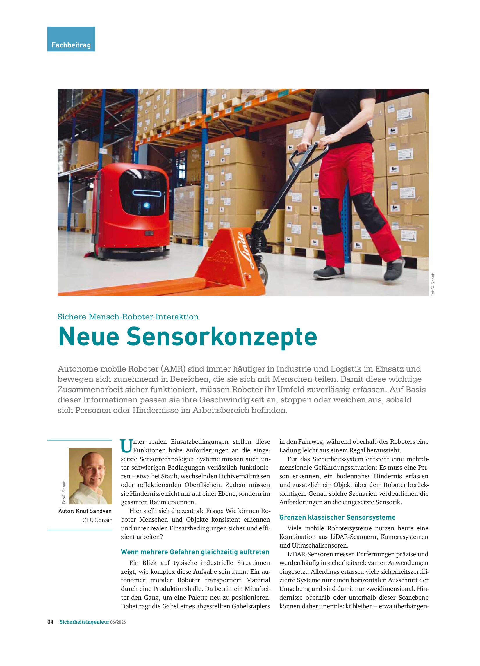 Vorschauseite 1: Sichere Mensch-Roboter-Interaktion. Neue Sensorkonzepte