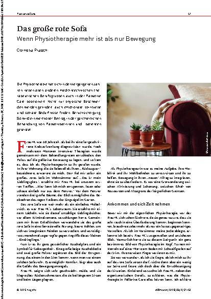 Vorschauseite 1: Das große rote Sofa Wenn Physiotherapie mehr ist als nur Bewegung